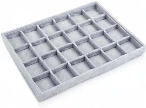 Oirlv 24 Grid Ice Velvet Jewelry Drawer Organizer Tray Stackable Jewelry Trays Removable Dividers for Rings Earring Storage Display - Image 10