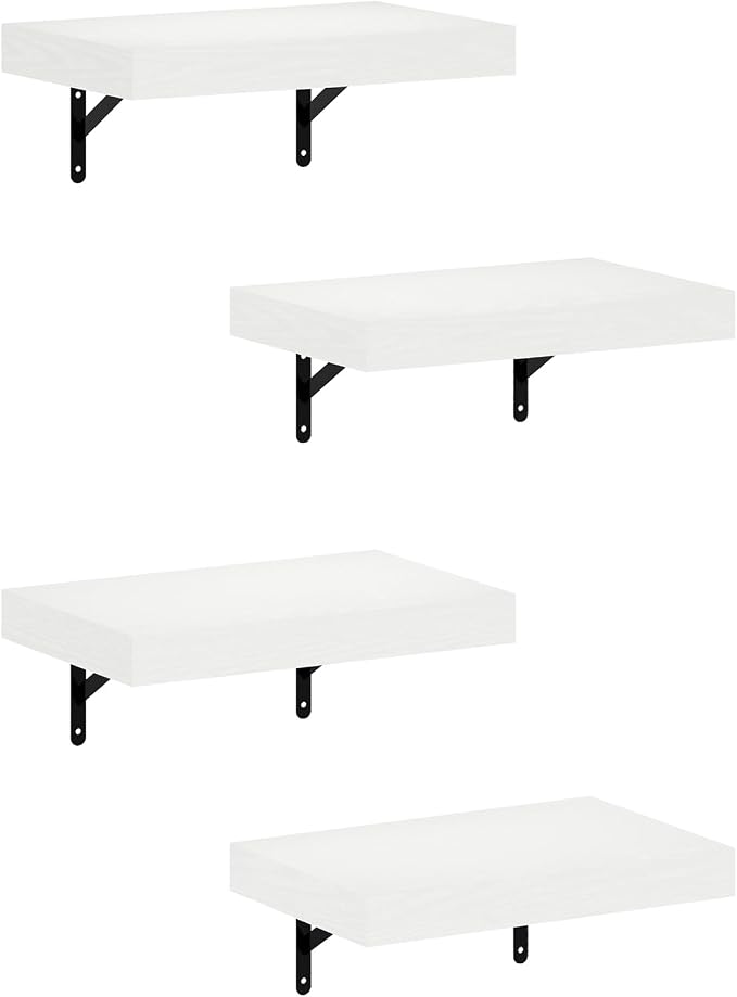 Furinno Tanna Floating Shelves for Wall Set of 4, 15-Inch Wall Shelf, Triple Thick Floating Mounted Shelf, for Bathroom, Home Office, Living Room, White Texture - Image 5