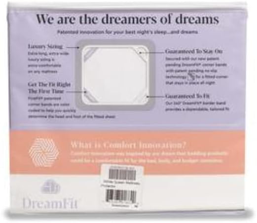 Dreamfit DreamComfort Luxurious Waterproof Mattress Protector with StaDry Moisture-Wicking, Fine Brushed Microfiber & Breathable Design, Queen