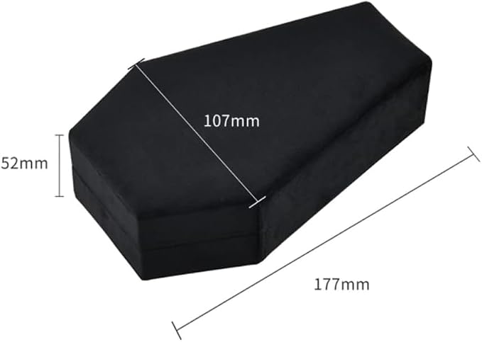 Velvet Coffin Jewelry Travel Case Holder for Gothic Wedding Ceremony Jewelry Organizer Decoration (Black) - Image 3