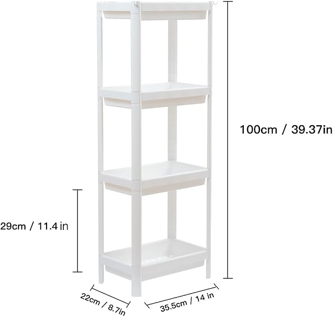 HIEEY 4 Tier Bathroom Shelf,Bathroom Rack, Shelves Organizer, for Bathroom Laundry Pantry Kitchen Narrow Places - Image 3