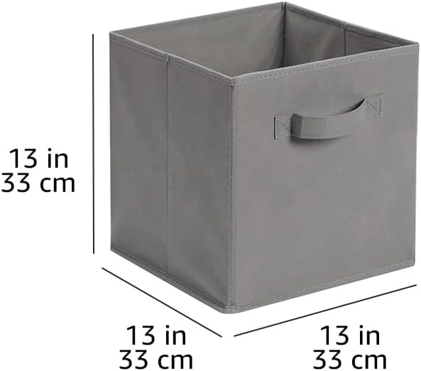 Amazon Basics Collapsible Fabric Storage Cube Bins Organizer with Handles for Organizing, Sturdy, Gray, 13 x 13 x 13 inch, 6-Pack - Image 5