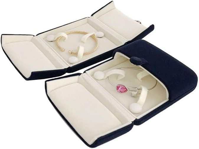 Beautiful Navy Blue Velvet Bangle Bracelet Box Packaging Premium Grade Unique Design Jewelry Case (Jewelry is not included) - Image 7
