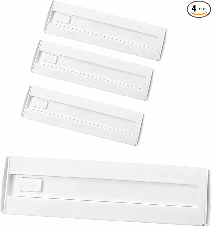 4 Pcs Drawer Dividers for Clothes, 3.15" High 11.34"-19.69" Adjustable Expandable Dresser Drawer Organizer, Clear Plastic Separators for Dresser, Baby Clothing (4, white‌) by Unknown