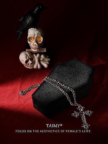 TAIMY Coffin Jewelry Box, Mini Coffin Shaped Gothic Jewelry Case, Plush Velvet Small Jewelry Organizer for Earrings Rings Necklaces Bracelets - Image 4