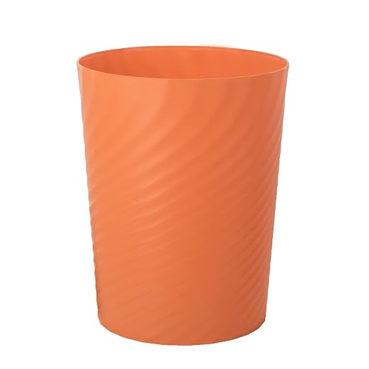 UUJOLY Plastic Trash Can Wastebasket, Garbage Container Basket for Bathrooms, Kitchens, Offices, Kids Rooms (Orange, 1 Pack) by UUJOLY