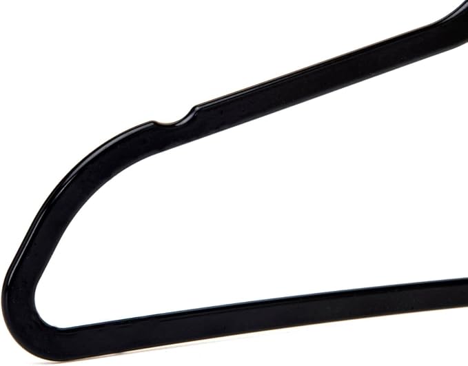 Quality Hangers 200 Pack Plastic Hangers for Clothes - Slim Non-Velvet Hangers with 360° Swivel Chrome Hook & Non Slip Notches - Ideal for Dresses Coats Shirts Jackets & More - Black - Image 7
