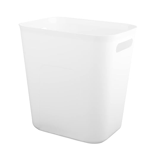 UUJOLY Plastic Small Trash Can Wastebasket, Garbage Container Basket for Bathrooms, Laundry Room, Kitchens, Offices, Kids Rooms, Dorms, 3.5 Gallon, White by UUJOLY
