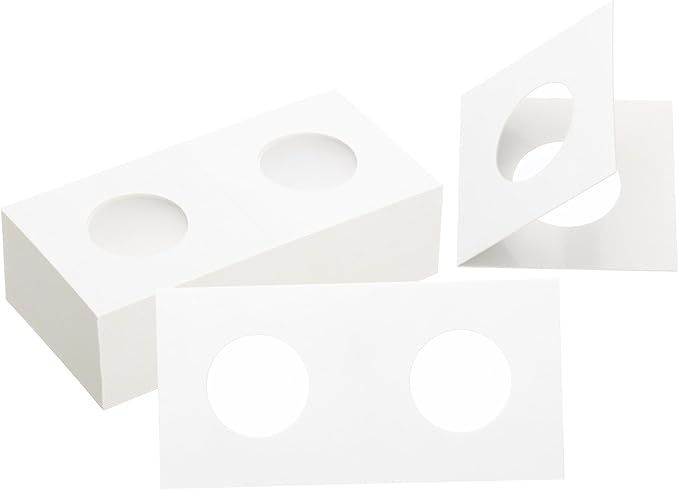 PATIKIL 2 x 2 Coin Flips, 100 Pack 25mm Cardboard Coin Holder Paper Coin Holders for Coin Collection Supplies Collector, White