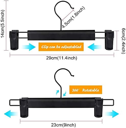 Skirt Hangers，Pants Hangers with Clips，360 ° Swivel Hooks Space Saving Hangers for Pants, Skirts, Clothes, Jeans (20Pack, Black) - Image 2
