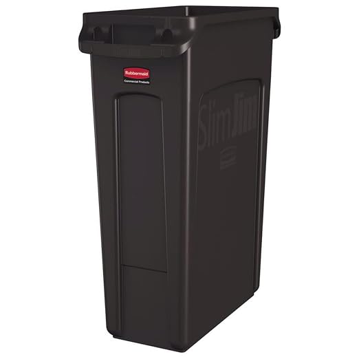 Rubbermaid Commercial Products Slim Jim Plastic Rectangular Trash/Garbage Can/Bin with Venting Channels, 23 GAL, Brown, for Kitchens/Classrooms/Offices/Back of House by RubbermaidCommercialProducts
