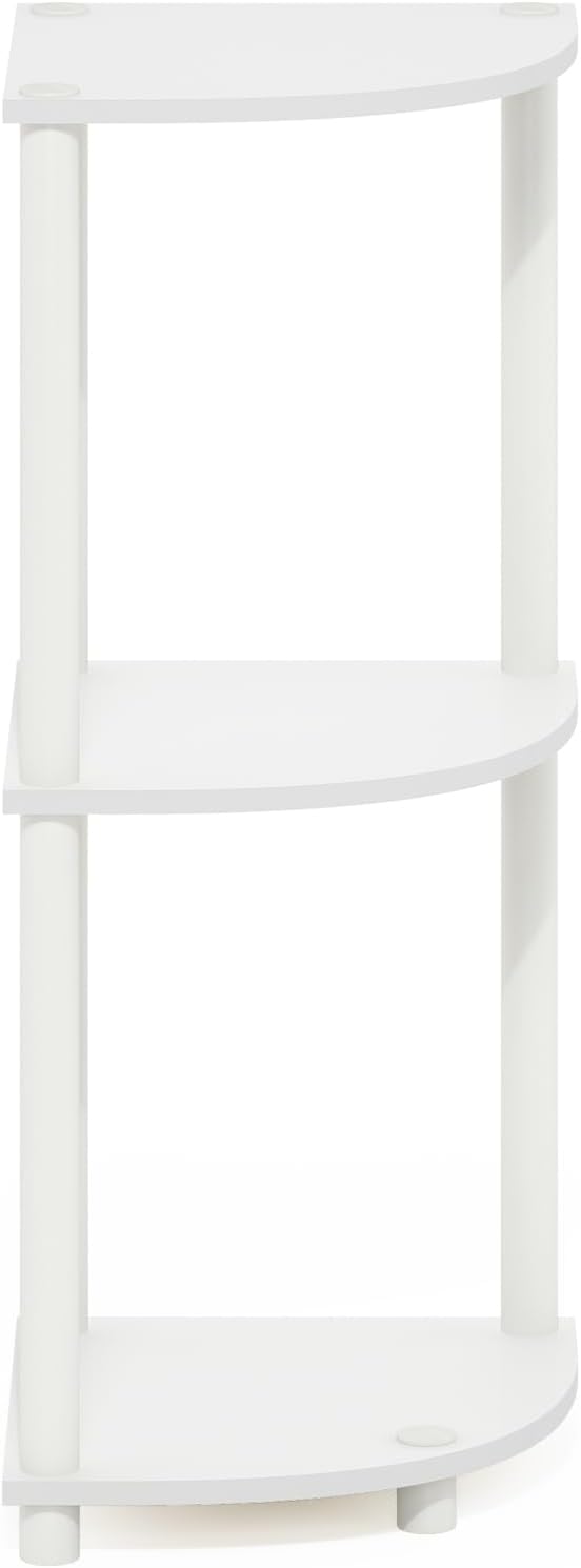 Furinno Turn-N-Tube Corner Shelf, 3-Tier Corner Bookshelf, Display Storage Shelves with Open Shelves, for Organization and Storage, Living Room, Home Office, Garage, White - Image 6