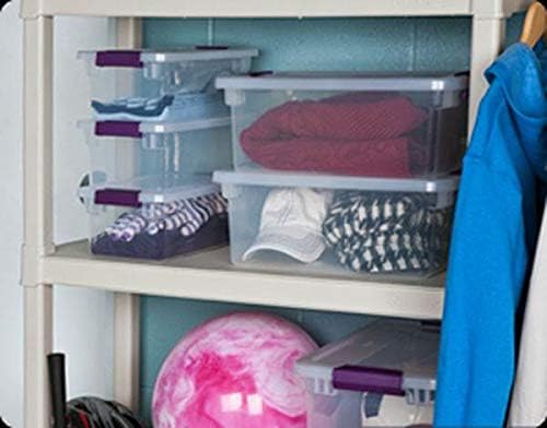 Sterilite 17511712 6 Quart Clearview Latch Storage Container with Plum Handles - Image 4