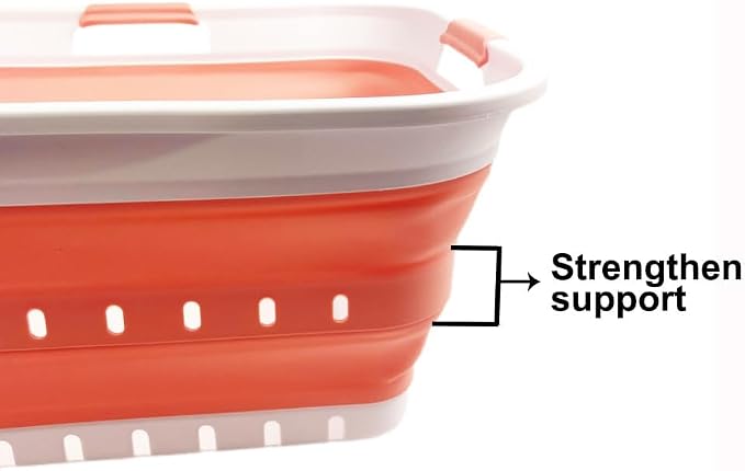 SAMMART 42L (11 gallon) Collapsible Plastic Laundry Basket - Foldable Pop Up Storage Container/Organizer - Space Saving Hamper/Basket (1, White/Quartz Pink) - Image 5