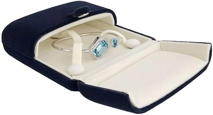 Beautiful Navy Blue Velvet Bangle Bracelet Box Packaging Premium Grade Unique Design Jewelry Case (Jewelry is not included) - Image 4