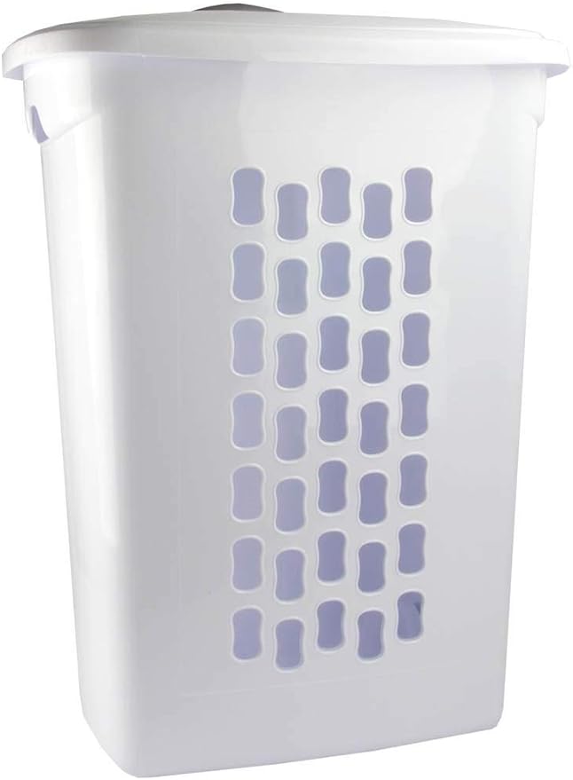 Sterilite Ultra Wheeled Laundry Hamper with Lid, Handle and Wheels for Easy Rolling of Clothes to and from the Laundry Room, Plastic, White, 1-Pack - Image 2
