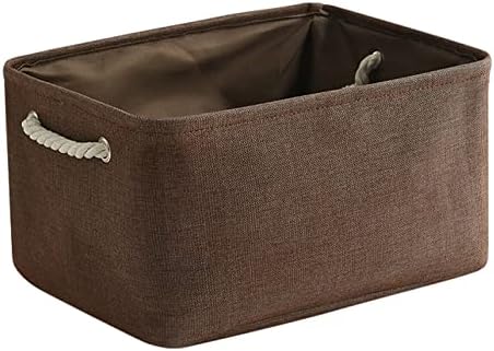 TheWarmHome Fabric Storage Basket for Home, Shelf, Closet - Canvas Bin for Dog Toys and Baby Items (Brown, 1 Pack, 13.8L9.8W6.7H) - Image 8