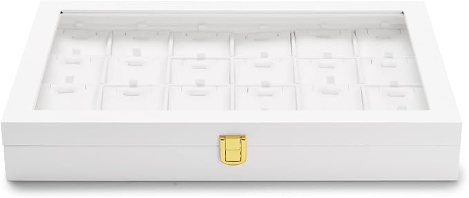 Oirlv White Jewelry Organizer Box with Acrylic Lid Ring Display Storage Case Jewelry Box for Women - Image 4
