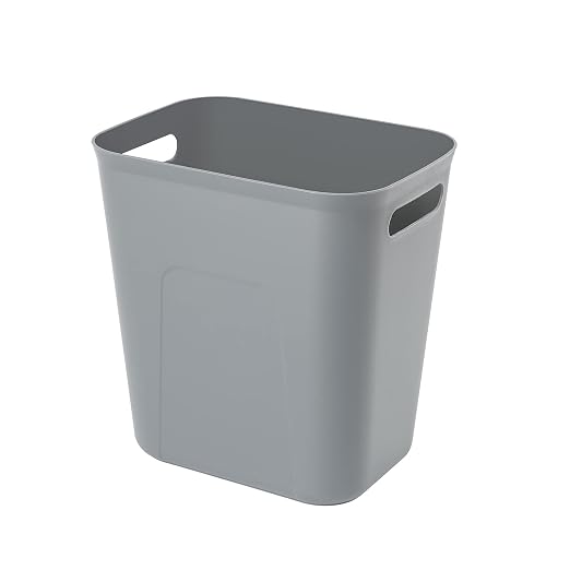 UUJOLY Plastic Small Trash Can Wastebasket, Garbage Container Basket for Bathrooms, Laundry Room, Kitchens, Offices, Kids Rooms, Dorms, 3.5 Gallon, 3.5 Gallon, Grey by UUJOLY
