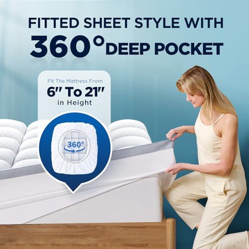 Premium Memory Foam Mattress Topper Twin for Ultra Comfort, 2" Plush Pillow Top Twin Mattress Topper with Breathable Air Mesh Sides, Soft Mattress Pad Cover with Deep Pocket Fits 6-21" Mattress