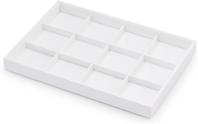 Oirlv Premium White Leather Stackable Jewelry Tray 12 Grid Jewelry Drawer Organizer Trays for Bracelets Earrings - Image 7