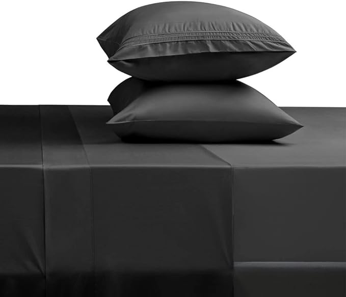 SONORO KATE Bed Sheet Set Super Soft Microfiber 1800 Thread Count Luxury Egyptian Sheets 18-Inch Deep Pocket Wrinkle and Hypoallergenic-4 Piece(Queen Black)