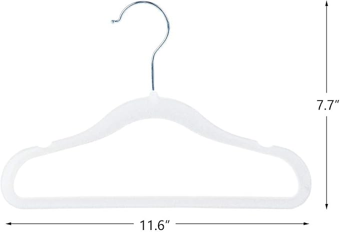 Finnhomy Non-Slip Clothes Hangers for Baby and Kids 30-Pack Velvet Hangers with 10 Finger Clips, White - Image 2