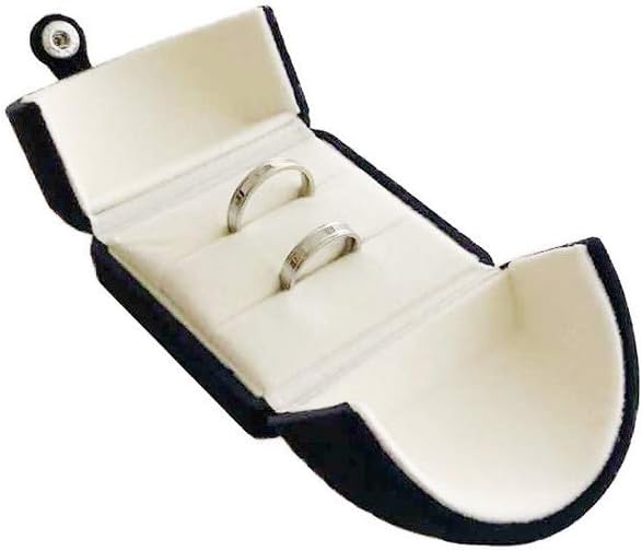 Blue Velvet Jewelry Box for Double Ring Gift Packaging Premium Grade for Wedding Band Engagement Ring (Jewelry is not included) - Image 3