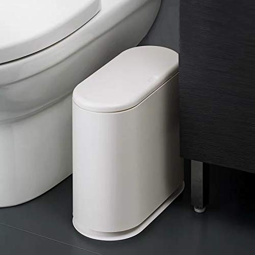 IEEK 12 Liter Rectangular Plastic Trash Can with Press Top Lid,White Modern Wastebasket Thin Trash Cans,3.2 Gallon Garbage Container Bin for Bathroom,Bedroom,Kitchen,Office and Powder Room - Image 3