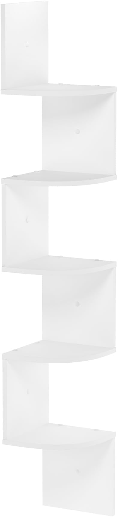 Furinno Rossi 5-Tier Wall Mount Floating Radial Corner Shelf, White by Furinno-FitsYourSpaceFitsYourBudget
