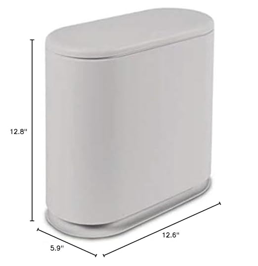 IEEK Slim Plastic Trash Can with Press Top Lid,2.4 Gallon/10 Liter Garbage Can Modern Waste Basket for Bathroom,Living Room,Office,Kitchen and Narrow Spaces,Grey - Image 6