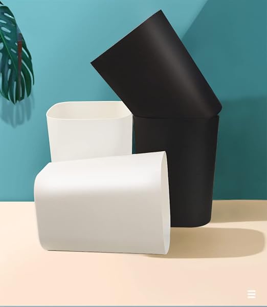 Besli 2 Gallon Small Trash Can Garbage Can Wastebasket for Bathroom Bedroom Kitchen Office (White+Black, 4 Pack) - Image 2