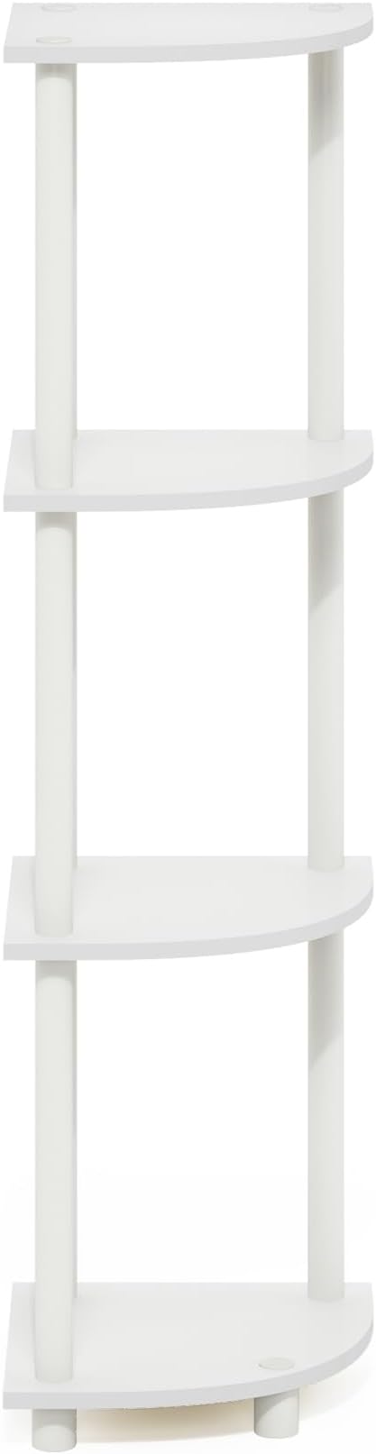 Furinno Turn-N-Tube Corner Shelf, 4-Tier Corner Bookshelf, Display Storage Shelves with Open Shelves, for Organization and Storage, Living Room, Home Office, Garage, White - Image 6
