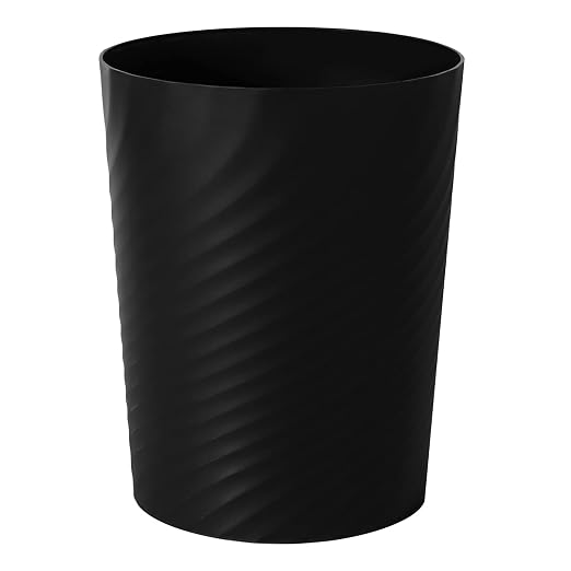 UUJOLY Plastic Small Trash Can Wastebasket, Garbage Container Basket for Bathrooms, Laundry Room, Kitchens, Offices, Kids Rooms, Dorms, (Black, 1.8 Gallon) by UUJOLY