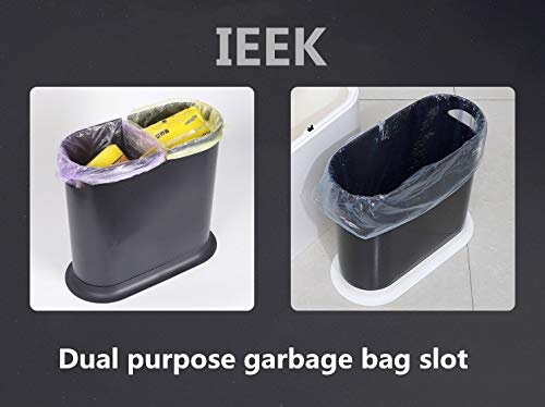 IEEK Plastic Trash Can with Press Top Lid,3.2 Gallon /12 Liter Garbage Can,Black Modern Waste Basket Thin Trash Cans for Bathroom,Kitchen,Living Room,Office and Narrow Spaces - Image 5