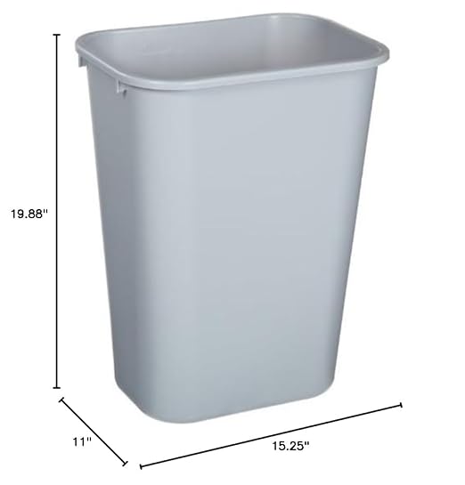 Rubbermaid Commercial Products Deskside Wastebasket/Trash Can, 10.25-Gallon/41-Quart, Gray, Plastic, Garbage Can for Home/Office, Fits Under Desk/Sink/Cabinet, Pack of 12 - Image 3