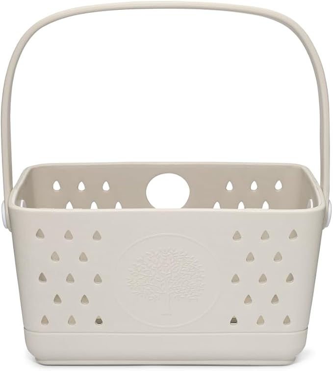 Parker Baby Bath Caddy | BPA Free & Food Grade Shower Caddy Organizer for Toys & Supplies | Quick-Dry, Sturdy & Perfect Size Shower Basket w/Handle in Neutral Colors by ParkerBabyCo