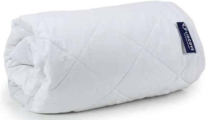 Lincove Quilted Fitted Mattress Pad King Size – 100% Cotton Shell, Microfiber Fill, Elastic Fitted Mattress Protector - Machine Washable and Dryer Safe Mattress Topper