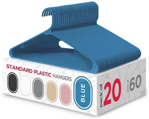 Sharpty Plastic Hangers Clothes Hangers for Clothing, Closet, Coats & Shirts - Durable & Space Saving - for Everyday Standard Use, Room Essentials & Basics - 20 Pack - Blue by Sharpty