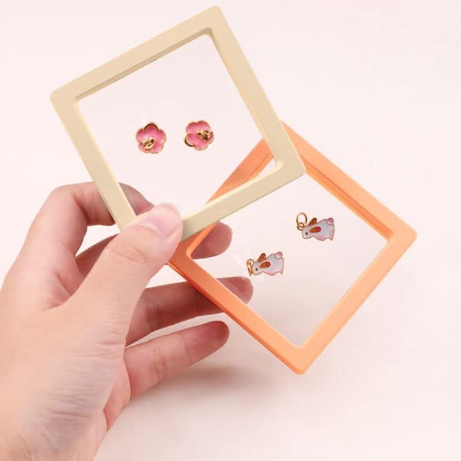 12PCS 3D Floating Frame Display Stand, Jewelry Box, Gift Box, Ornament Organizer, Small Travel Jewelry Box, PE Film Anti-Oxidation, Suspended Display Box Stackable (2.75 * 2.75，Type 4) - Image 2