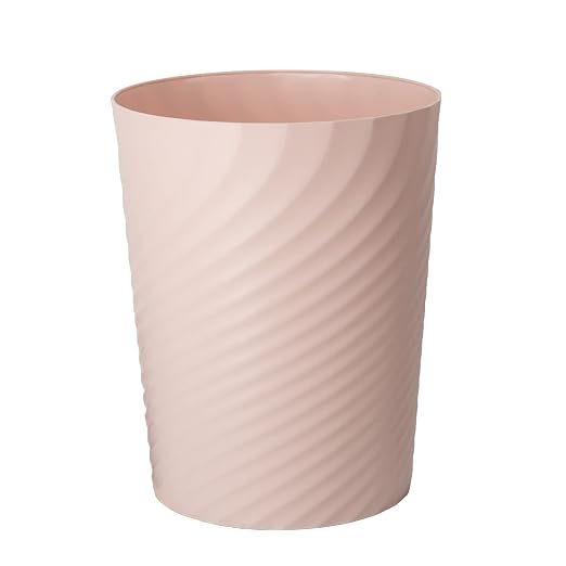 UUJOLY Plastic Trash Can Wastebasket, Garbage Container Basket for Bathrooms, Kitchens, Offices, Kids Rooms (Pink, 1 Pack) by UUJOLY