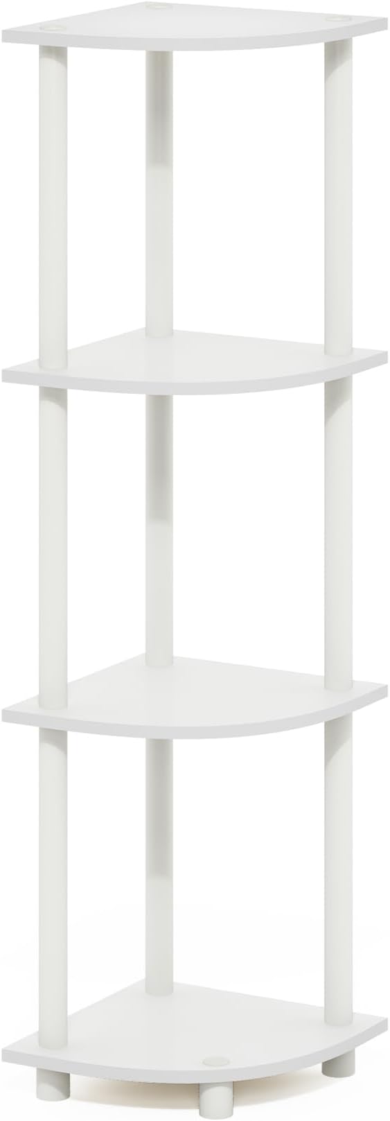 Furinno Turn-N-Tube Corner Shelf, 4-Tier Corner Bookshelf, Display Storage Shelves with Open Shelves, for Organization and Storage, Living Room, Home Office, Garage, White - Image 5