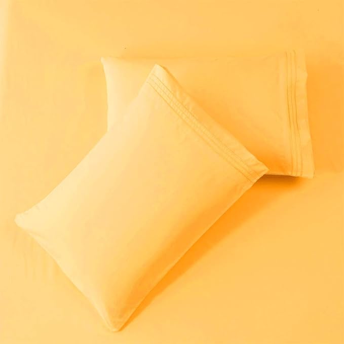 SONORO KATE Bed Sheet Set Super Soft Microfiber 1800 Thread Count Luxury Egyptian Sheets 16-Inch Deep Pocket，Wrinkle and Hypoallergenic-4 Piece (Yellow, Full)