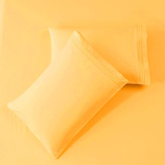 SONORO KATE Bed Sheet Set Super Soft Microfiber 1800 Thread Count Luxury Egyptian Sheets 16-Inch Deep Pocket，Wrinkle and Hypoallergenic-3 Piece (Yellow, Twin)