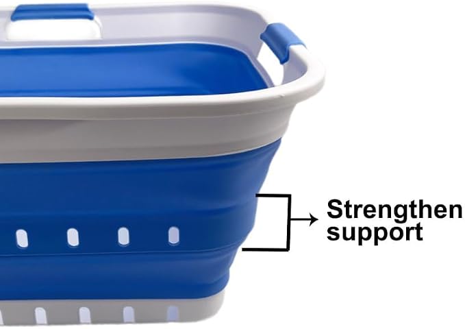 SAMMART 42L (11 gallon) Collapsible Plastic Laundry Basket - Foldable Pop Up Storage Container/Organizer - Space Saving Hamper/Basket (1, White/Little Boy Blue) - Image 5