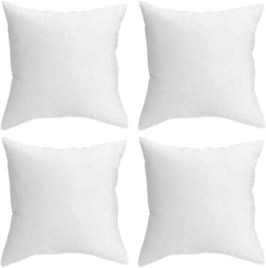 QUBA LINEN 16 x 16 Throw Pillow Insert - Pack of 4 White, Down Alternative Pillow Inserts for Decorative Pillow Covers, Throw Pillows for Bed, Couch Pillows for Living Room (16" x 16" (Pack of 4))