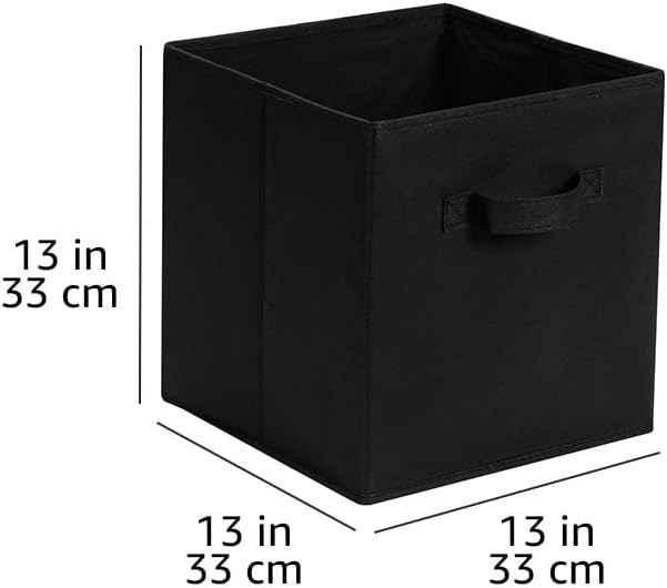 Amazon Basics Collapsible Fabric Storage Cube Bins Organizer with Handles, Organization Containers, Multifunctional, 13" x 13" x 13", Black, 6-Pack - Image 5