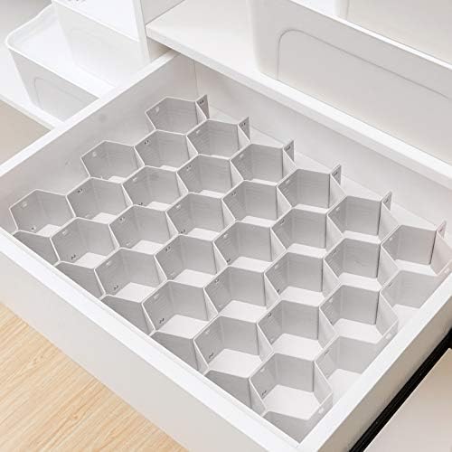 Poeland Drawer Divider Organizer DIY Plastic Grid Honeycomb Drawer Divider Gray 2 Pack - Image 2