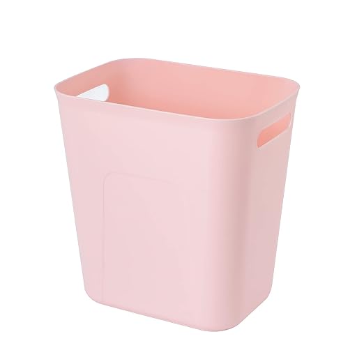 UUJOLY Plastic Small Trash Can Wastebasket, Garbage Container Basket for Bathrooms, Laundry Room, Kitchens, Offices, Kids Rooms, Dorms, 3.5 Gallon, Pink by UUJOLY