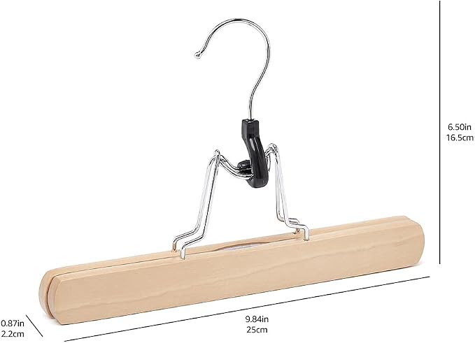 Amazon Basics Wooden Pants Hangers Closet Organizer,Natural,(Pack of 120) - Image 6
